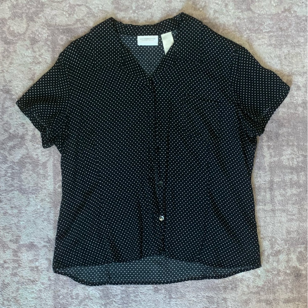 Vintage Black Polka Dot Button Up